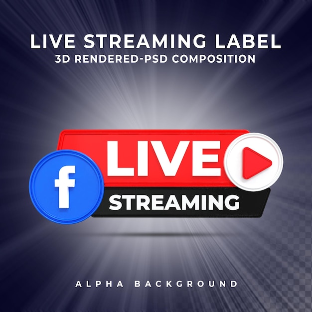 Facebook live-streaming 3d-render-symbol-abzeichen