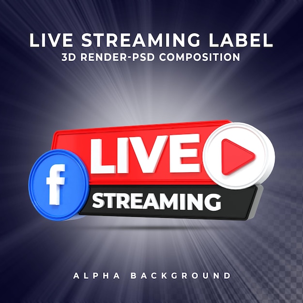 Facebook Live-Streaming 3D-Render-Symbol-Abzeichen