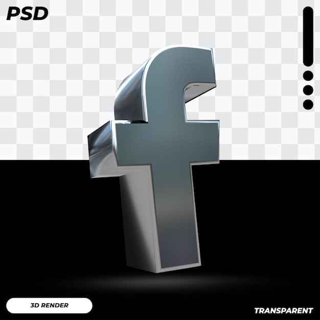 Facebook-Logo 3d mit metallischer Farbe