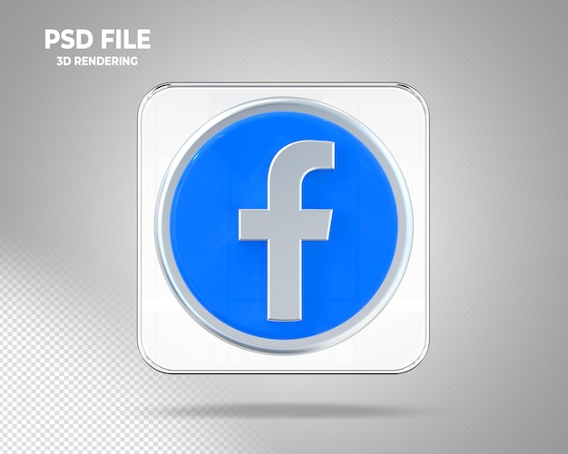 PSD facebook logo 3d social media com glass styles