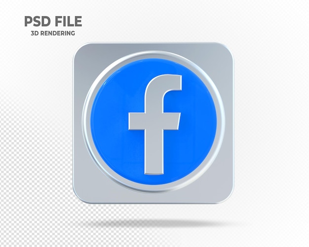 Facebook logo 3d social media con estilos plateados