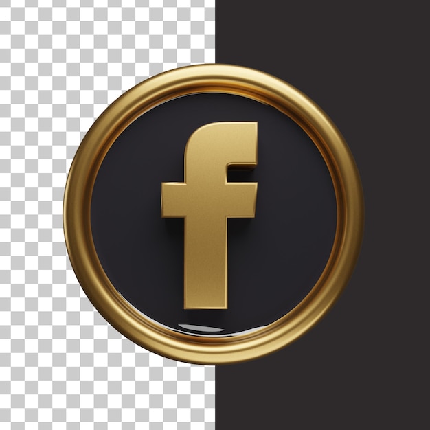Facebook-Logo Gold 3d