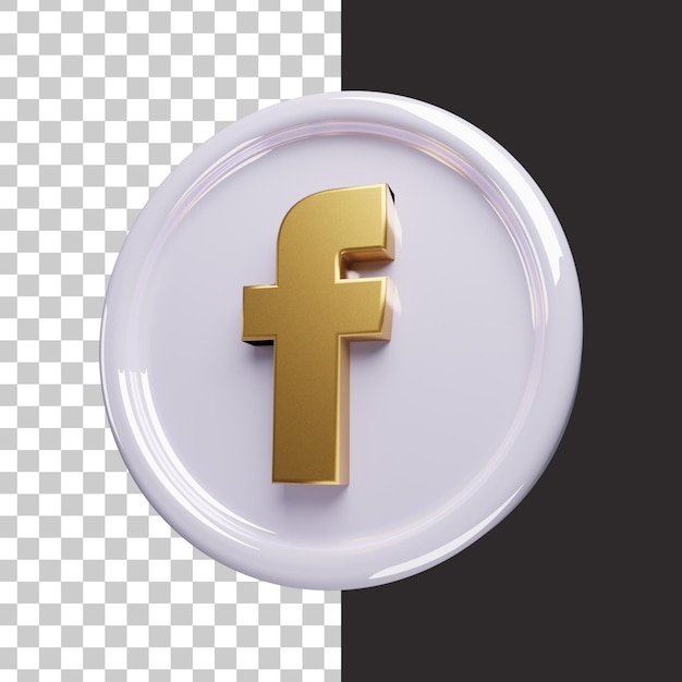 Facebook-Logo Gold 3d