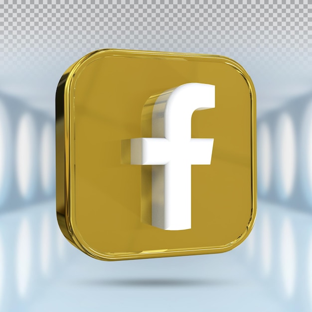 Facebook logo icon 3d social media en estilo moderno oro