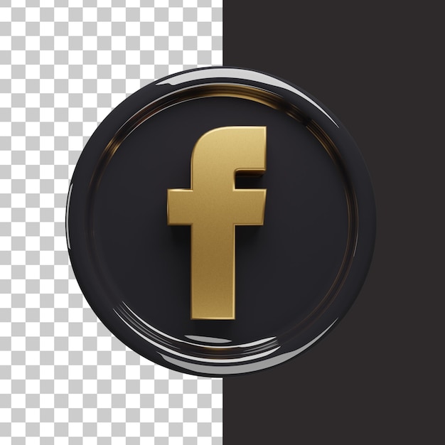 Facebook logo oro 3d