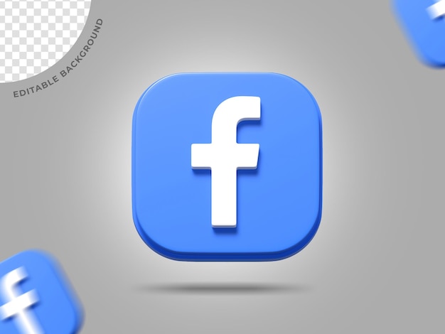 Facebook logo social media 3d render hintergrund editierbar