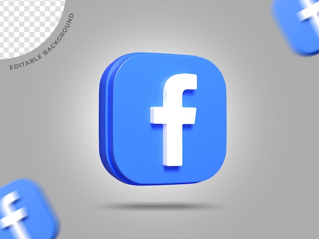 Facebook Logo Social Media Rendering 3D Sfondo modificabile