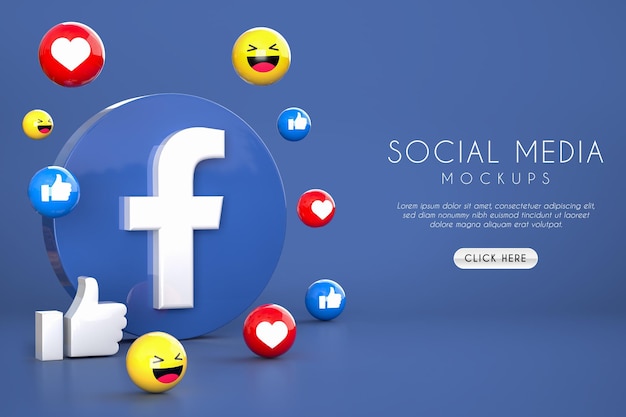 Facebook logos de médias sociaux emoji aiment et aiment les maquettes