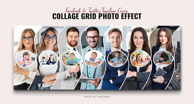 PSD facebook photo collage timeline cover y photo effect mockup