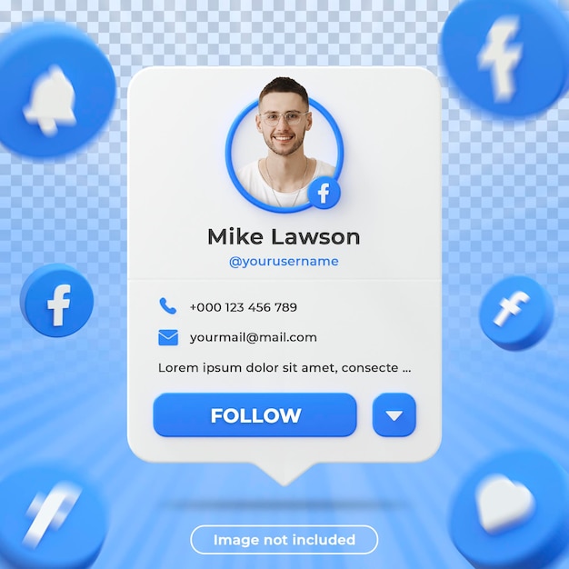 Facebook-Profil-Banner-Symbol 3D-Rendering-Label-Zusammensetzung