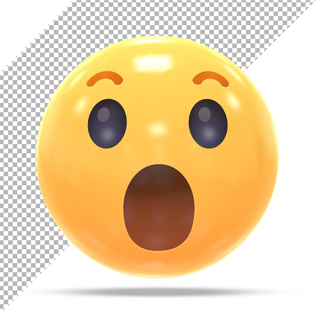 Facebook Réaction Emoji Wow Rendu 3d