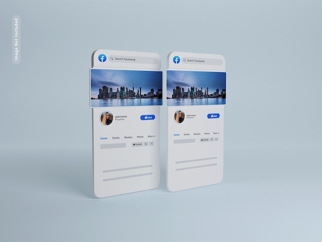 Facebook-seite 3d-rendering-mockup