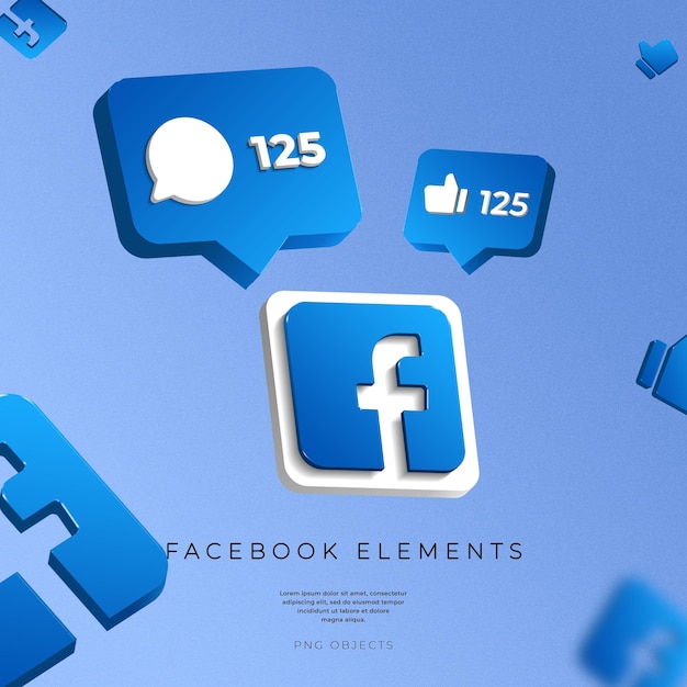 facebook social media 3d rendering post mi piace commento