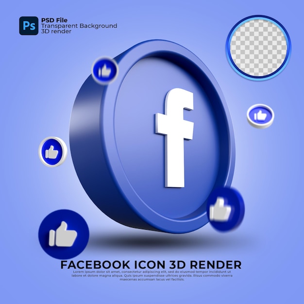 Facebook-symbol 3d-rendering transparent