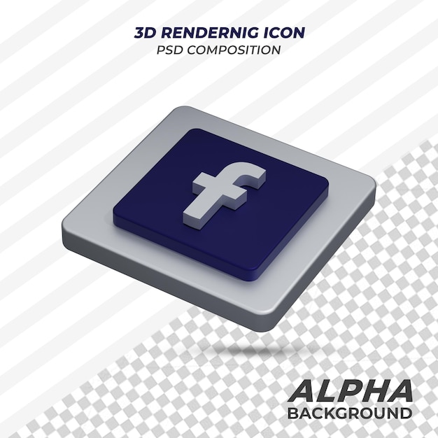 PSD facebook-symbol in 3d-rendering