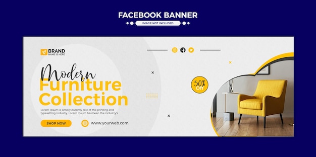 Facebook-Titelbild und Web-Banner-Vorlage für den modernen Möbelverkauf