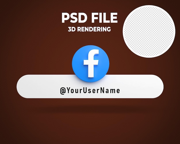 PSD facebook unteres drittes bannerlogo 3d-rendering