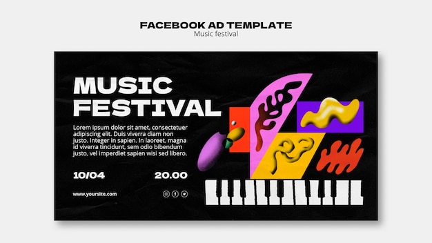 PSD facebook-vorlage für abstrakte musikshows