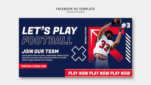 PSD facebook-vorlage für amerikanischen fußball