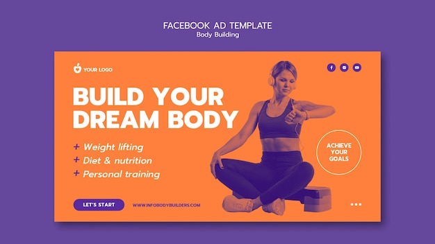 Facebook-Vorlage für Bodybuilding-Training