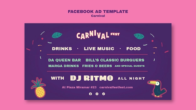 PSD facebook-vorlage für das karnevalsfest