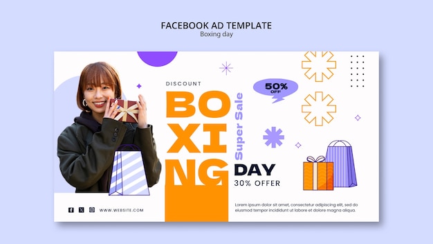 PSD facebook-vorlage für den boxing day im flachen design