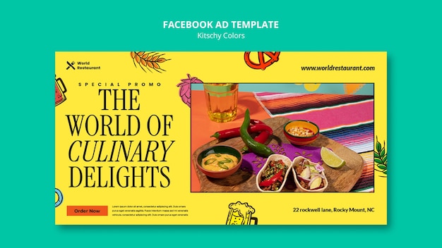 PSD facebook-vorlage für essen in kitschigen farben