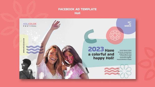 PSD facebook-vorlage für feierlichkeiten zum holi-fest