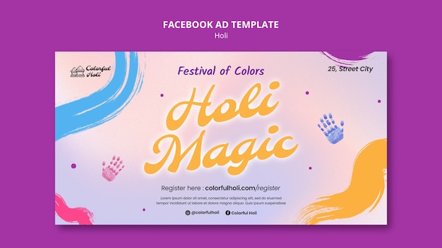Facebook-Vorlage für Feierlichkeiten zum Holi-Fest