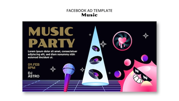 PSD facebook-vorlage für flat-design-musikveranstaltungen