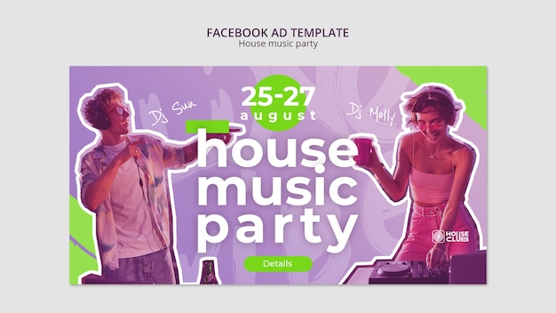 PSD facebook-vorlage für house-musik-party