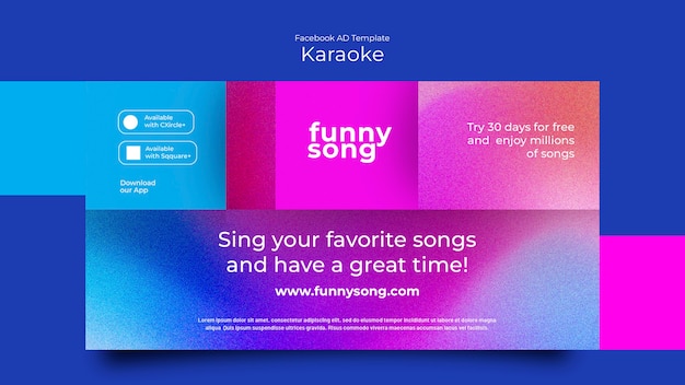 Facebook-vorlage für karaoke-party mit farbverlauf