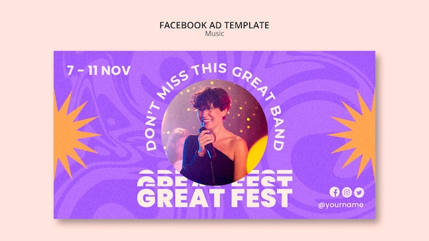 PSD facebook-vorlage für musikfestivals