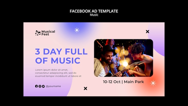 PSD facebook-vorlage für musikfestivals