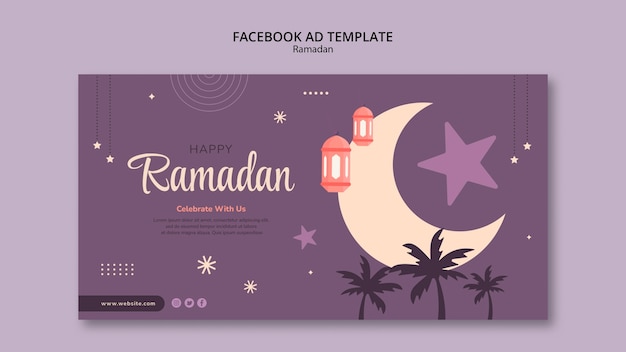 PSD facebook-vorlage für ramadan-feier im flachen design