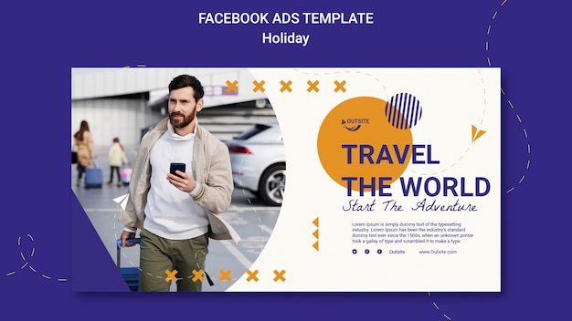 Facebook-Vorlage für Urlaubsabenteuer im flachen Design