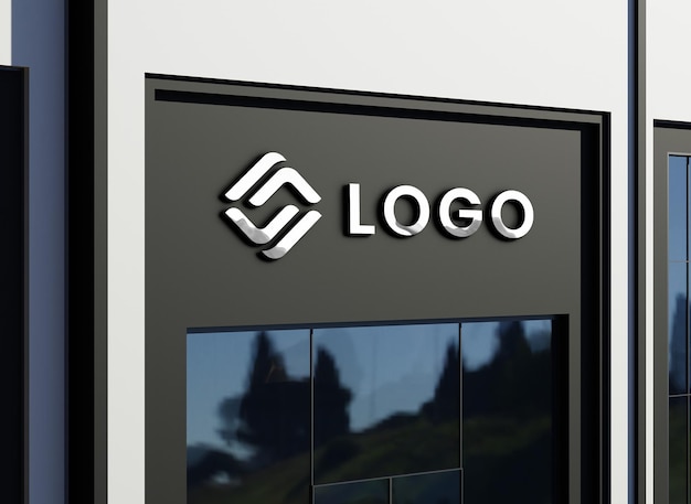 PSD fachada moderna de maquete de logotipo em relevo