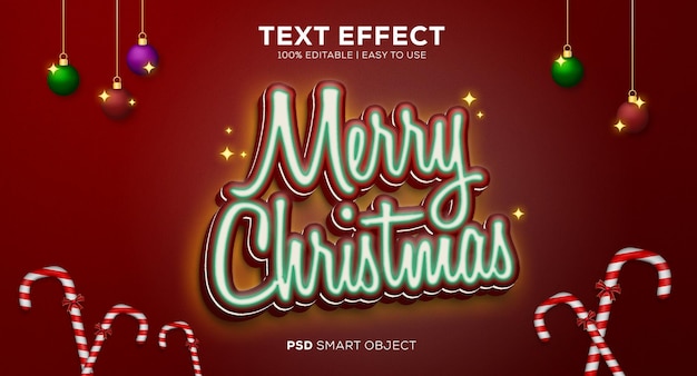 Fácil de usar efeito de texto neon christmas psd