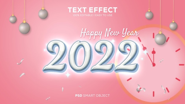 Fácil de usar efeito de texto psd de ano novo 2022