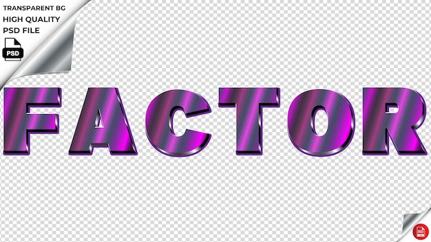 Factor de tipografía luz púrpura texto metálico psd transparente