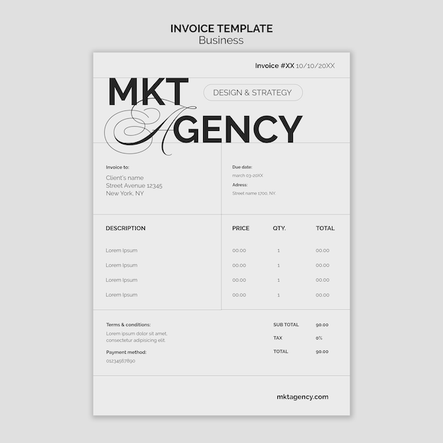 Factura de estrategia comercial de diseño plano