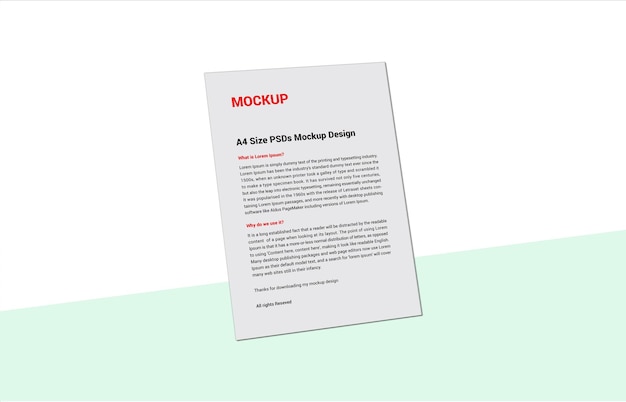 Factura de folleto de cartel de menú premium, folleto de portada de fax en papel de carta o archivo de maqueta de PSD sin letra