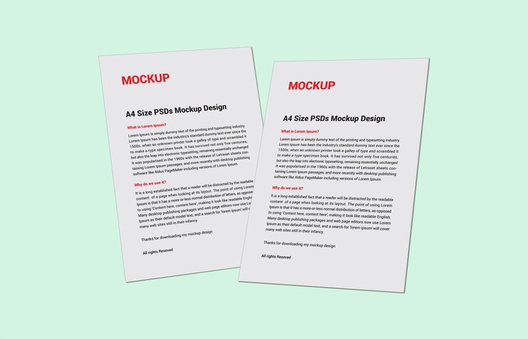 Factura de folleto de cartel de menú premium, folleto de portada de fax en papel de carta o archivo de maqueta de PSD sin letra