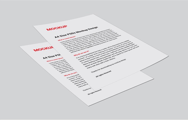 Factura de folleto de cartel de menú premium, folleto de portada de fax en papel de carta o archivo de maqueta de PSD sin letra
