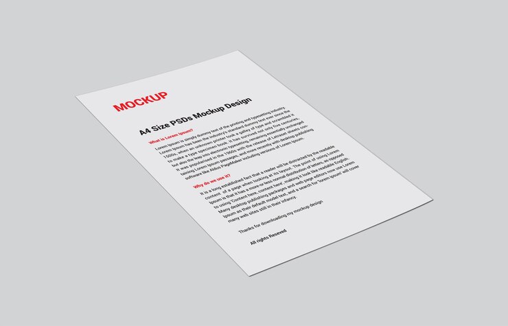 Factura de folleto de cartel de menú premium, folleto de portada de fax en papel de carta o archivo de maqueta de PSD sin letra