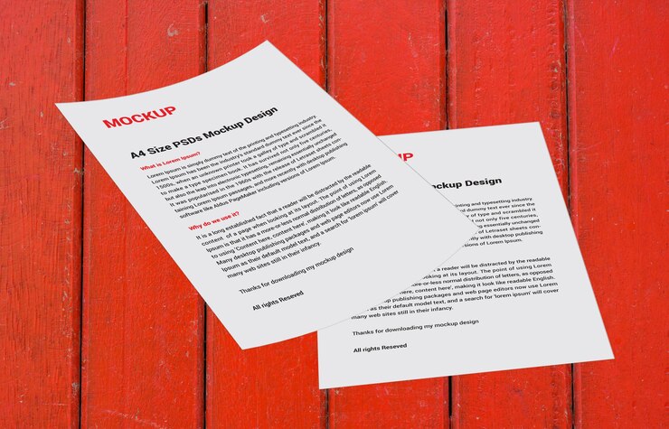 Factura de folleto de cartel de menú premium, folleto de portada de fax en papel de carta o archivo de maqueta de PSD sin letra