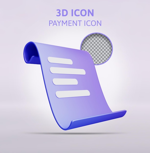 Facture Papier Reçu De Transaction Icône De Paiement En Ligne Illustration De Rendu 3d