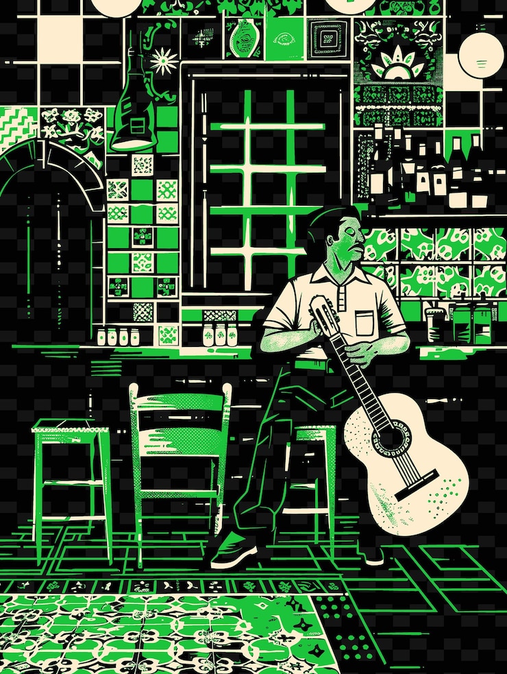PSD fado-sänger in einer traditionellen portugiesischen taverne wi vector illustration musik poster idee