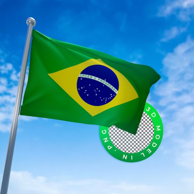 Fahne von BRAZIL PNG mit Himmel im Hintergrund
