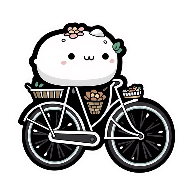 PSD fahrrad-kawaii-aufkleber png durchsichtige datei